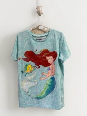 NWOT Disney Princess Girls Sz 10 Ariel Little Mermaid Short Sleeve T-Shirt Aqua